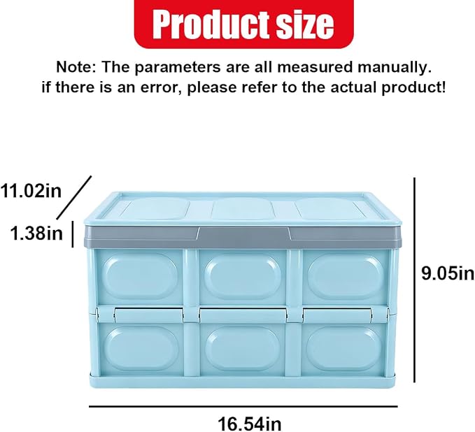 YoRise Car Trunk Organizer, Plastic Waterproof Foldable Car Cargo Storage Box with Lid, Universal Portable Automotive Tool Container Accessories for SUV Truck Sedan (Blue)