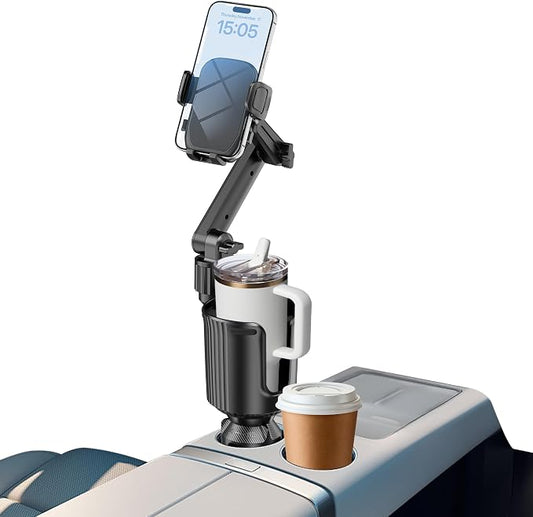 Cup Holder Phone Mount, Cup Phone Holder Expander [2026 Upgraded] 20.5" Height Adjustable Long Arm Phone Holder for Your Car Fit All 4.0-7.0in Smartphones iPhone Most Bottles