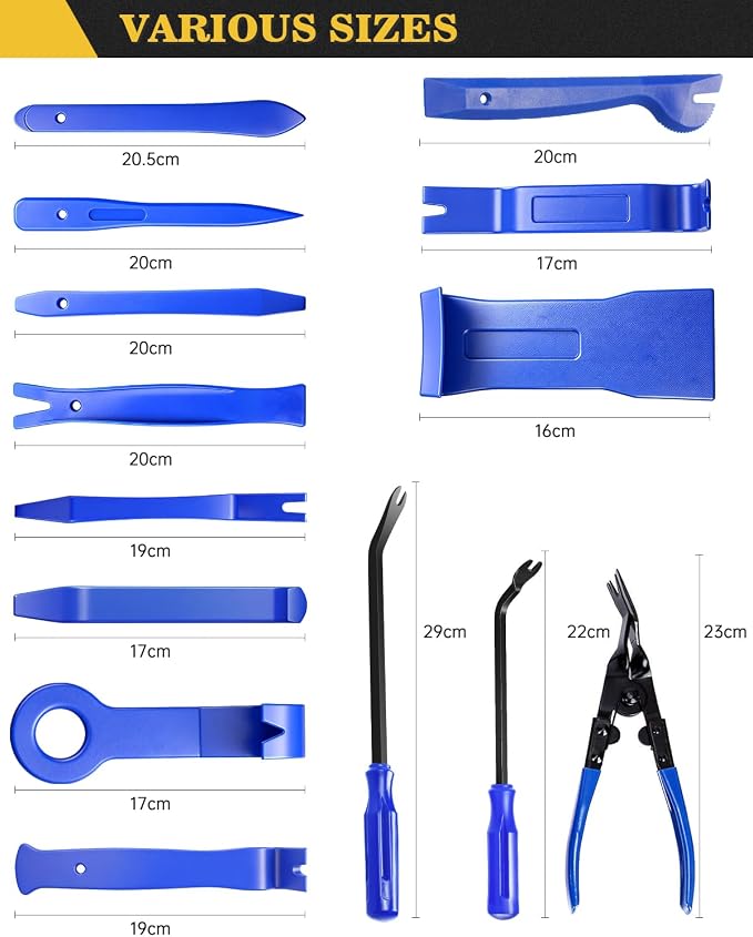 Poraxy Trim Removal Tool, 120Pcs Car Panel Door Audio Removal Tool Kit, Auto Clip Pliers Fastener Remover Pry Tool Set with Storage Bag