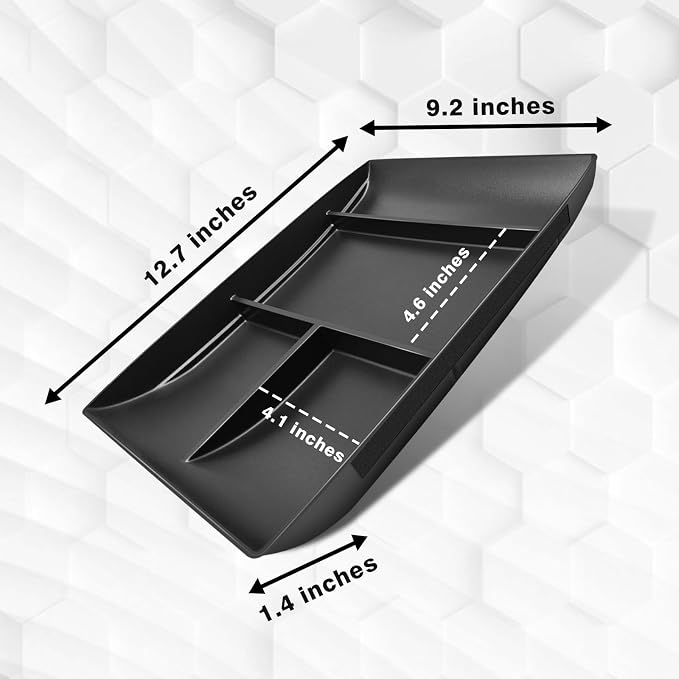 Muslogy Lower Center Console Organizer Compatible with 2024 2025 2026 GMC Acadia & Chevy Traverse Accessories Interior Storage Divider Bottom Insert Tray with Anti-Slip Mats