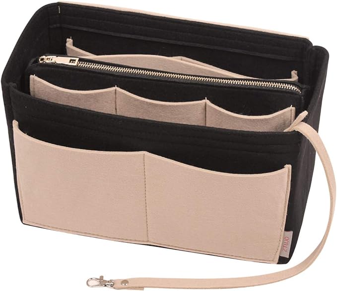 ZTUJO Purse Organizer Insert, Felt Bag Organizer with Metal Zipper, Handbag & Tote Shaper, For Speedy Neverfull Tote, 7 Sizes