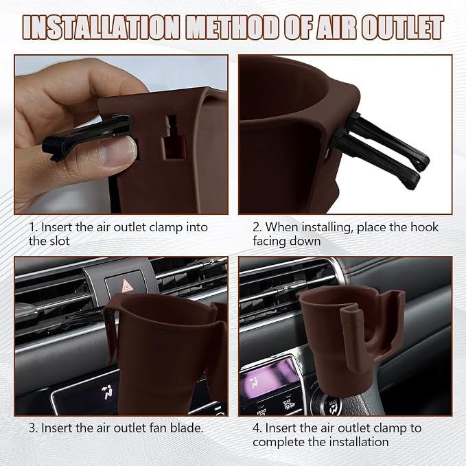 Car Cup Holder Expander, Cup Holder for Car, 2-in-1 Mobile Phone Drink Adapter, Auto Interior Accessories Multifunction Auto Seat Back and Armrest Box Storage Device for Most Vehicles (Brown)