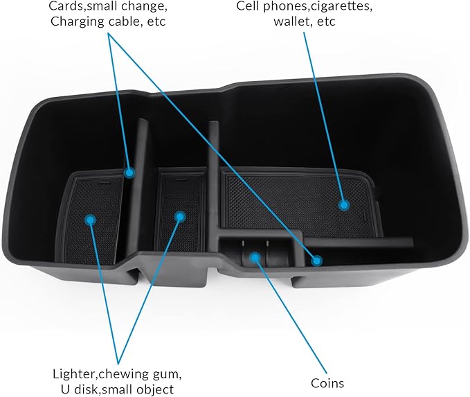 MARCHFA Center Console Lower Organizer Tray Compatible for Kia EV6 Accessories 2026 2025 2024 2023 Armrest Bottom Storage Box (Black)