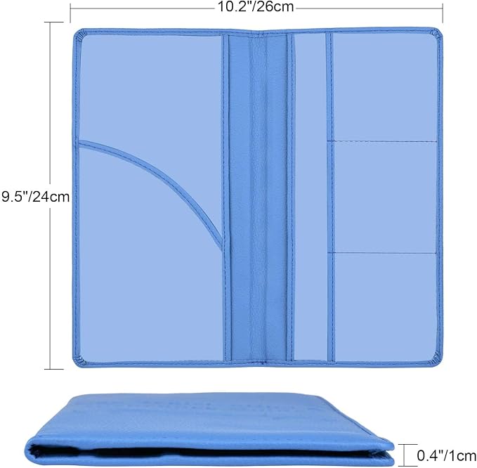 Cacturism Car Registration and Insurance Holder, Vehicle Glove Box Car Organizer Men Women Wallet Accessories Case with Magnetic Shut for Cards, Essential Document, Driver License, Blue