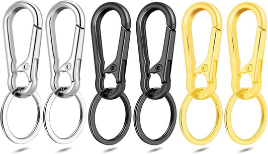 CooBigo 6Pack Assorted Keychain Rings, Metal Key Carabiner Clip, Key Ring Chain Holder Organizer for Purse Charm Hook, Car Keychain, Men and Women Key Fob
