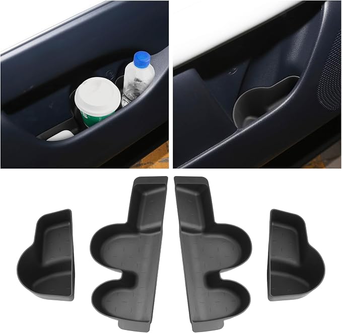 CDEFG 4Pcs for 2026 Hyundai Palisade Center Console Door Handle Pockets for 2026 Hyundai Palisade Accessory Trash Can Door Storage Holder Anti Slip Mat TPE Storage Box