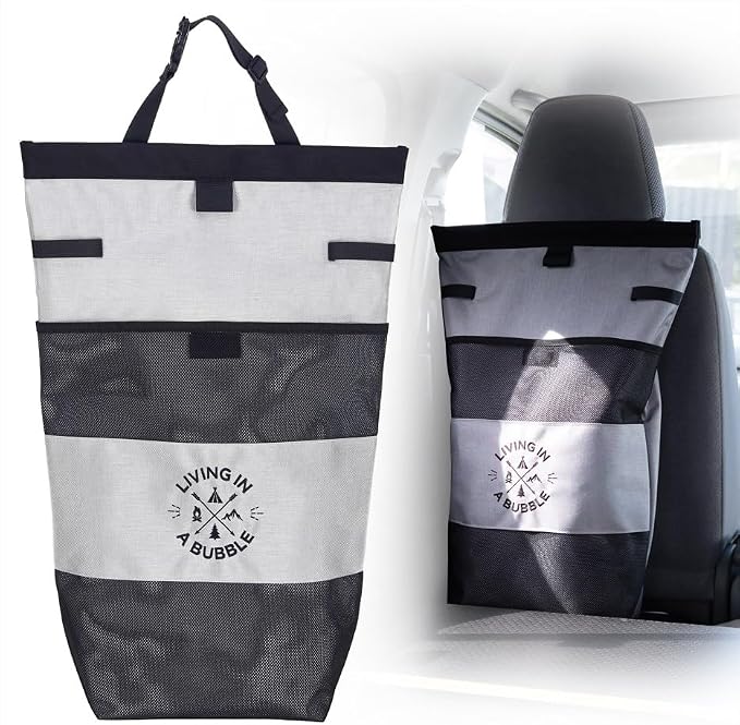 Living in a Bubble Wet Dry Laundry Bag – Portable Waterproof Laundry Hamper for RV, Campervan & Travel – Foldable Clothes Organizer with Separate Wet & Dry Compartments