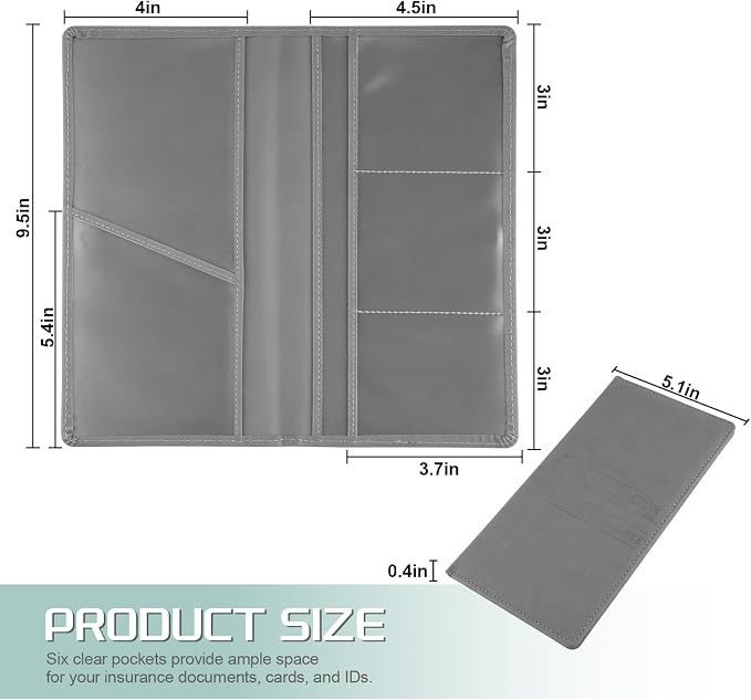 JUSTTOP 2Pack Car Registration and Insurance Holder,Car Document Holder for Cards License with Magnetic Shut,Vehicle Glove Box Car Organizer for Documents, Cards, License(Gray)