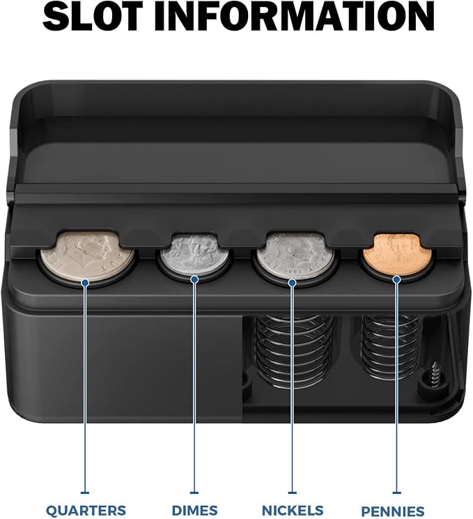 JOYTUTUS Coin Holder for Car Change Organizer Universal Storage Coin Money Dispenser Fit for Most Car Trucks Accessories(Black, 1 Pack)