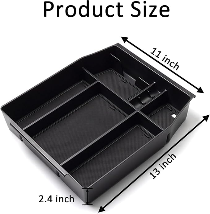 Center Console Organizer Tray for Ford F150 2021 2022 2023 2024 Accessories Interior Secondary Storage Armrest Box Insert Hidden Cubby Drawer (Full Console w/Bucket Seats ONLY) (Black Trim)