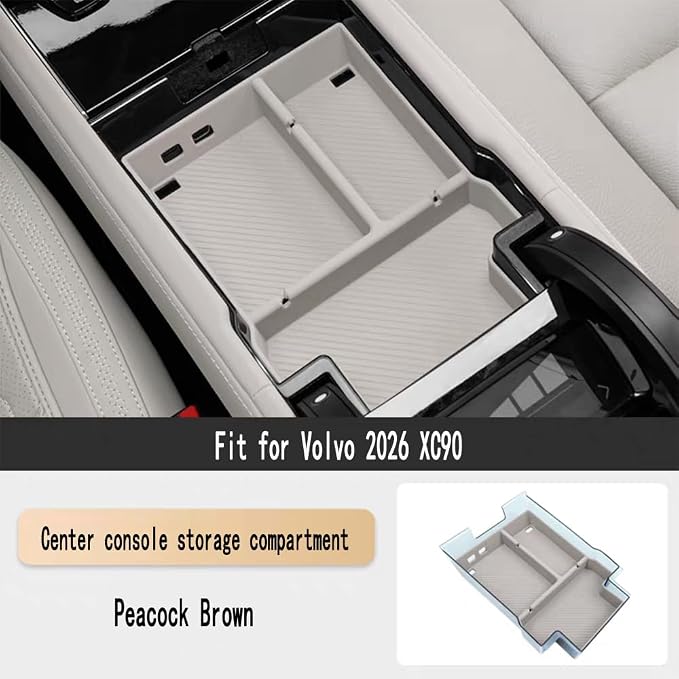 For Volvo Accessories Insert Armrest Tray Center Console Organizer, 2026 xc60 2026 XC90 Middle Console Organizer Tray, Storage Box (2026 XC90 Black Storage box)