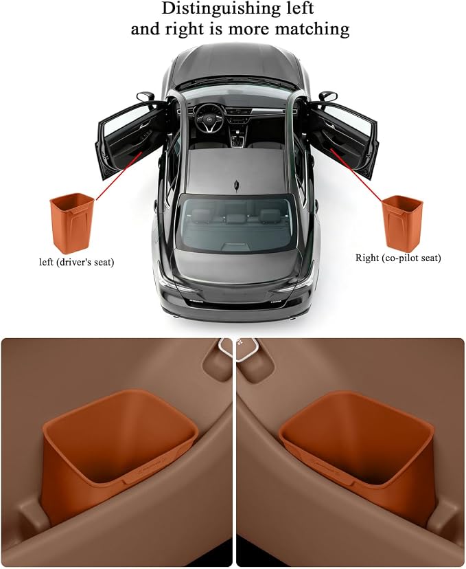 XmuxHai Car Interior Storage Box, Black Silicone Door Side Organizer with Umbrella Holder and Trash Can, Vehicle Accessory (Orange)