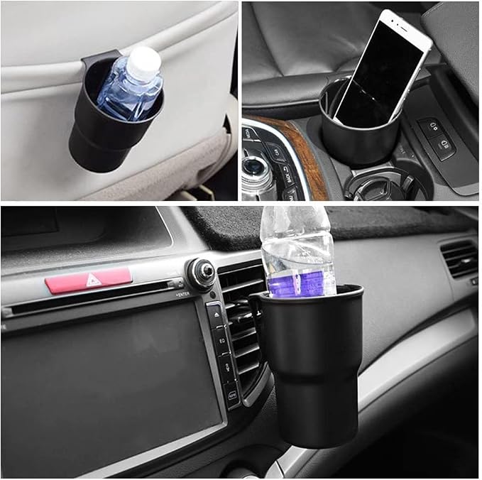 MiOYOOW Car Cup Holder Hook, Wear-Resistant Auto Drink Holder 3.54'' Caliber Window Door Cup Holder with Ventilation Clip for Coffee Water Bottles Key Coin