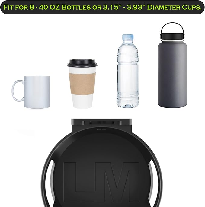 Large Wall Cup Holder, Universal Multi Size Cup and Mug Holder, for Cars, Trucks, RVs, Vans, Boats (Black) (2-Pack)