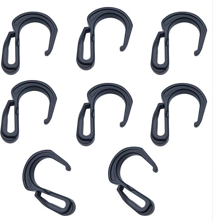 8PCS Plastic S Hook Clips Car Mesh Net Hook Elastic Rope Cord Hooks for Elastic Nets Car Trunk Seat Middle Truck Net Cargo Mesh Net Suitcase Roof