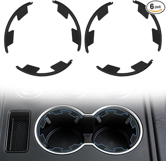 Car Cup Holder Limiter, 6Pcs Cupholder Insert for Car, Silicone Stabilizer for Water Bottles & Travel Mugs, Secure Fit with Anti-Slip Base, Universal for Most Vehicles (Black)