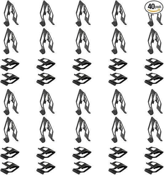 40PCS Car Metal Retainer Clips, Front Console Dashboard Metal Retainer, Car Console Trim Retainer Clip, Automotive Universal Dashboard Retainer Replacement Interior Accessories (40PCS)