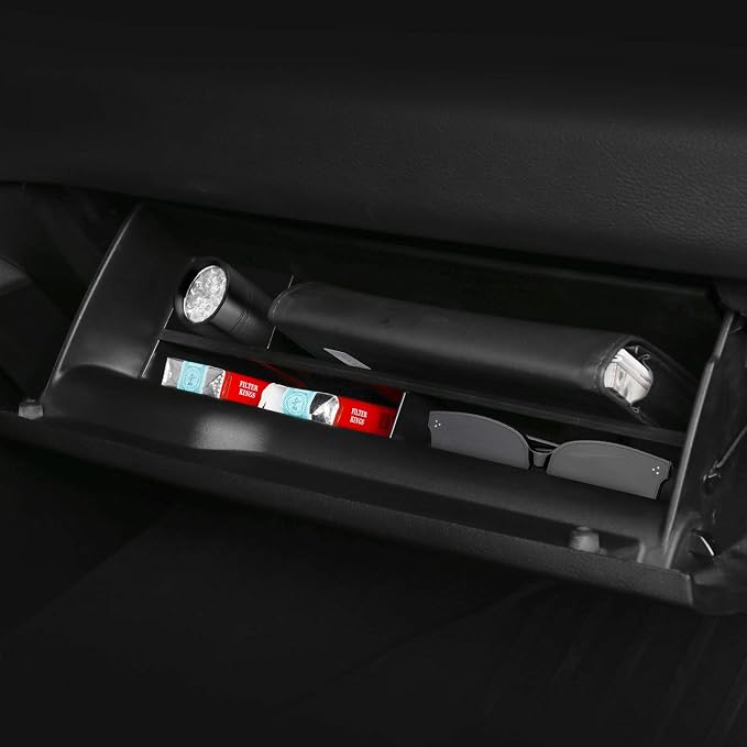 Motrobe Glove Box Organizer for Dodge 2019 2020 2021 2022 2023 RAM 1500 ABS Organizer Divider Accessories Black