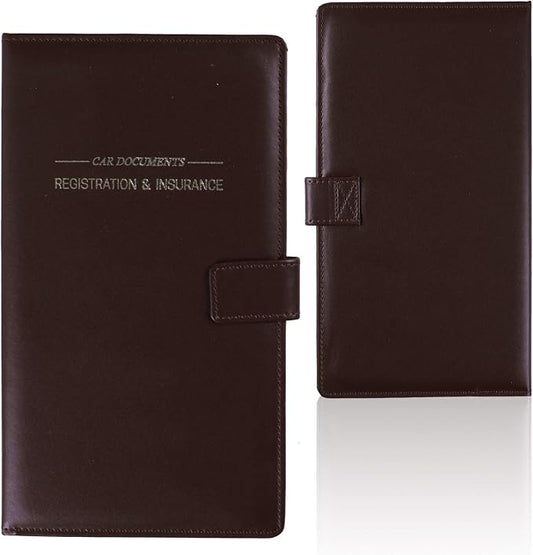 GNEGNI Car Registration and Insurance Holder, Premium PU Leather, 7-Pocket Vehicle Glove Box Car Organizer with Magnetic Closure for Driver License, Cards, 5.12" x 9.25