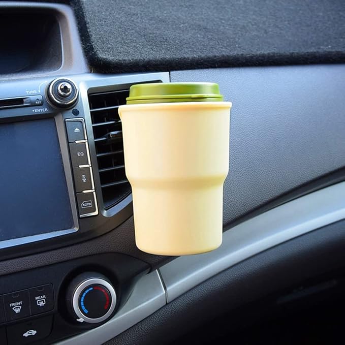 MiOYOOW Car Cup Holder Hook, Wear-Resistant Auto Drink Holder 3.54'' Caliber Window Door Cup Holder with Ventilation Clip for Coffee Water Bottles Key Coin