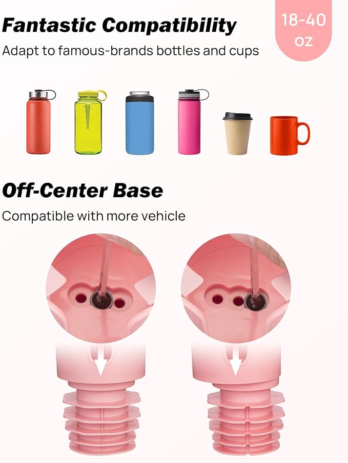 JOYTUTUS Cup Holder Phone Mount for Car, Car Cellphone Large Adapter Long Arm with 360 Degree Rotation, Compatible iPhone, Samsung & All Smartphones,Pink,1 Pack