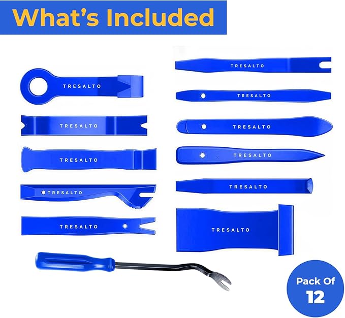 Auto Trim Removal Tool Set - 12pcs (No Scratch Plastic Pry Kit) - Auto Trim Car Tools, Easy Door Panel Removal Tool for Fastener, Clip, Molding, Dashboards, Interior Tools (Pack of 2)