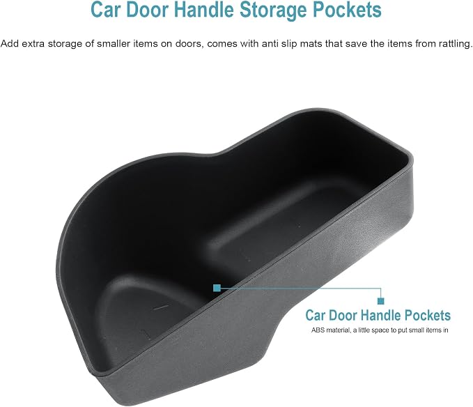 CDEFG 4Pcs for 2026 Hyundai Palisade Center Console Door Handle Pockets for 2026 Hyundai Palisade Accessory Trash Can Door Storage Holder Anti Slip Mat TPE Storage Box