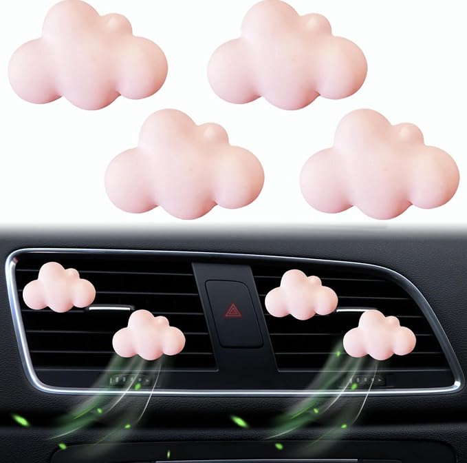Pink Cloud Car Air Freshener - 4 Pcs Cute Cloud Car Diffuser Vent Clips for Women