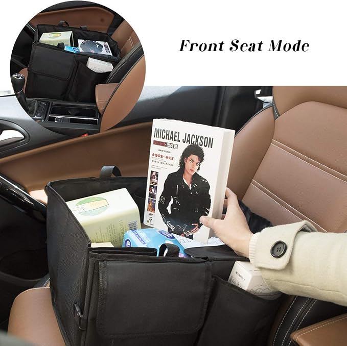 JiatuA Car Trunk Backseat Organizer for SUV, 8 Pocket Waterproof, Dust-proof, Sturdy Foldable Cargo Net Storage for More Trunk Space with Adjustable Straps, Black