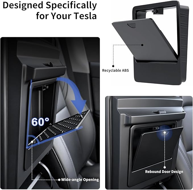 Armrest Hidden Storage Box for Tesla Model Y (2020-2024) & Model 3 (2016-2023), Center Console Armrest Secret Compartment, Not for Model Y Juniper(2025/26) & Model 3 Highland (2024/25/26)