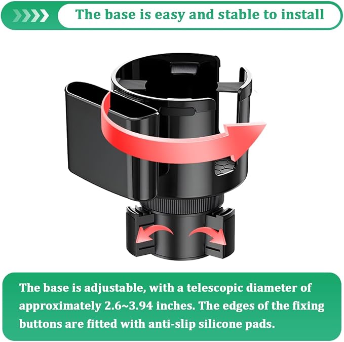 Car Cup Holder Expander, 2 in 1 Vehicle Cupholder Extender Adapter with Expandable Base & Phone Holder, Multifunctional Automotive Interior Water Bottle Accessories, Universal Fit