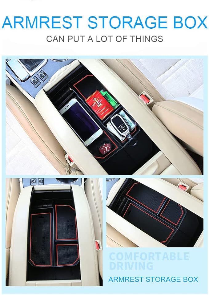 JSCARLIFE Car Center Console Armrest Box Glove Box Organizer Tray Secondary Storage Compatible for 2015-2017 Toyota Highlander