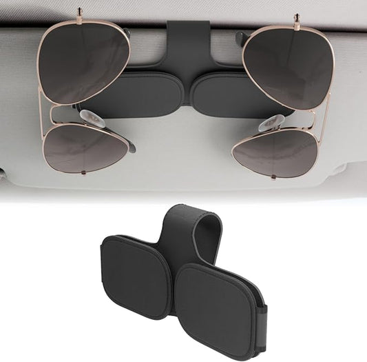 BFXM Sunglass Holder for Car Double Clip, Car Accessories Sunglasses Clip for Car Visor, Magnetic Leather for Car Visor, Cars Sun Visor Ticket Card Clip