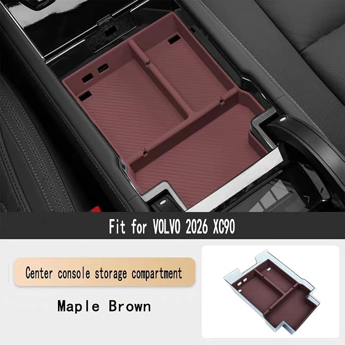 For Volvo Accessories Insert Armrest Tray Center Console Organizer, 2026 xc60 2026 XC90 Middle Console Organizer Tray, Storage Box (2026 XC90 Black Storage box)