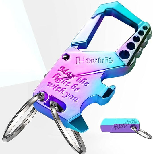 Hephis Skull Heavy Duty Key Chain,Car Emergency Escape Tool, Seat belt Cutter,Bottle Opener,Carabiner Car Key Chains