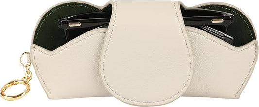 KINIVA Sunglasses Holder for Car Visor with Hanging Hook Portable Leather Glasses Storage Bag with Detachable Clips