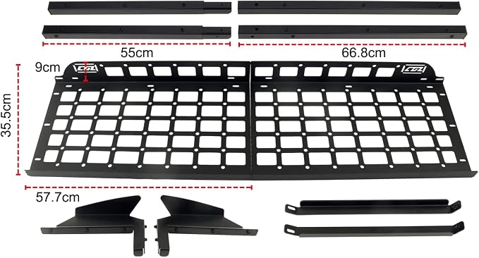 HIGH FLYING for Toyota RAV4 2019-2025 Car Accessories Modular Storage Molle Panel Cargo Shelf Organizer Luggage Carrier Rack Aluminum Alloy (with Split Cross Bar)
