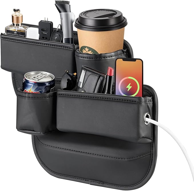 2 Pack Car Seat Gap Filler Organizer, Stop Dropping Phone/Keys - with Cup Holder for Drinks, Universal Fit for Cars/SUVs