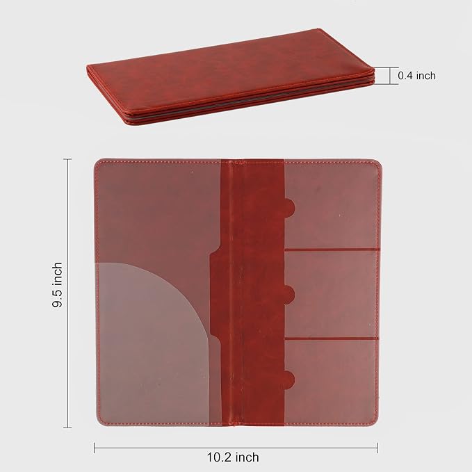 UYYE Auto Car Registration and Insurance Documents Holder - PU Leather Vehicle Glove Box Documents Organizer Wallet, Car Interior Accessories Case Holder for Essential Automobile Documents（Red）