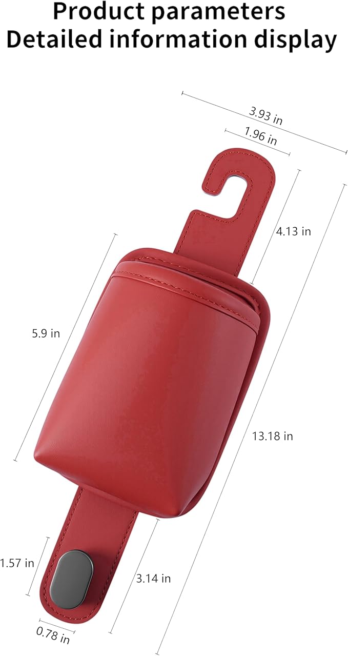 2-Pack Car Seat Back Cup Holder Organizer, Red | Faux Leather, With Hooks, Universal Backseat Storage, For Drinks, Bottles & Travel Accessories