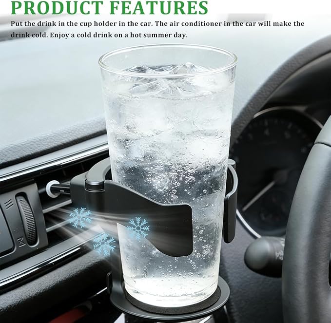 2PCS Cup Holder for Car, Cup Holder Expander, Adjustable Auto Vent Cup Holder Expander with 3 Kinds Mounting Clips, Auto ABS Load-Bearing Non-Slip Ashtray Holder for Truck SUV (2PCS)
