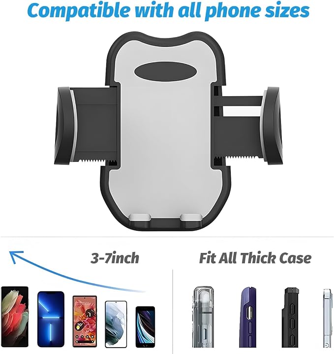 Car Vent Phone Holder, 360° Rotation Hands Free Cellphone Air Vent Cradle with Metal Hook Clip, Automotive Interior Smartphone Mount, Universal for SUV, Truck, RV (Black)