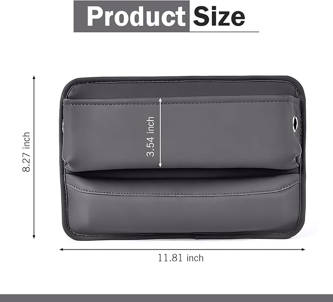 Car Seat Gap Organizer, Leather Multi-Pocket Storage Pouch, Automotive Seat Gap Organizer for Phone, Keys & Small Items, Universal for Most Cars (Gray)