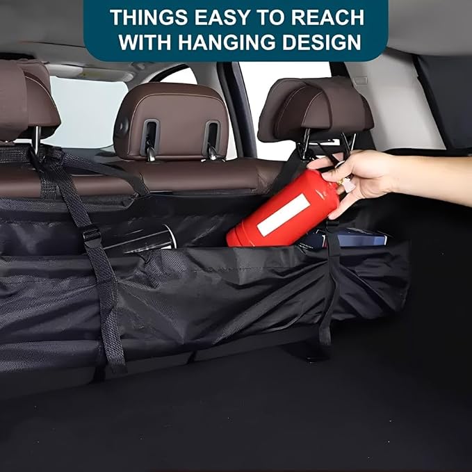Car Trunk Organizer, Backseat Hanging Large Storage Bag with Adjustable Straps, Wear-Resistant Car Organizers and Storage, Trunk Organizer for SUV, Van, Jeep