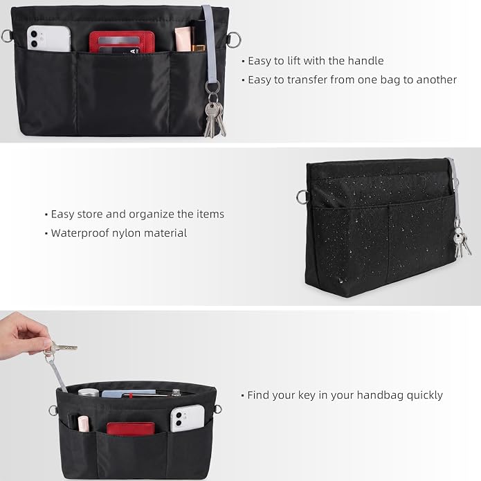 VANCORE Purse Organizer Insert for Handbags,Tote Bag Organizer Insert with Zipper Bag,Premium Handbag Organizer Inside Liner for Women