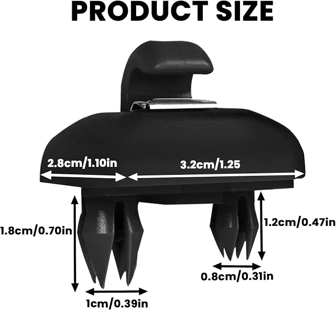 2 PCS Sun Visor Clips, Inner Sun Visor Hook Clips Compatible with Audi TT, A1, A3, A4, A5, Q3, Q5, RS3, RS4, RS5, Replacement Part 8U0857562A (Black)
