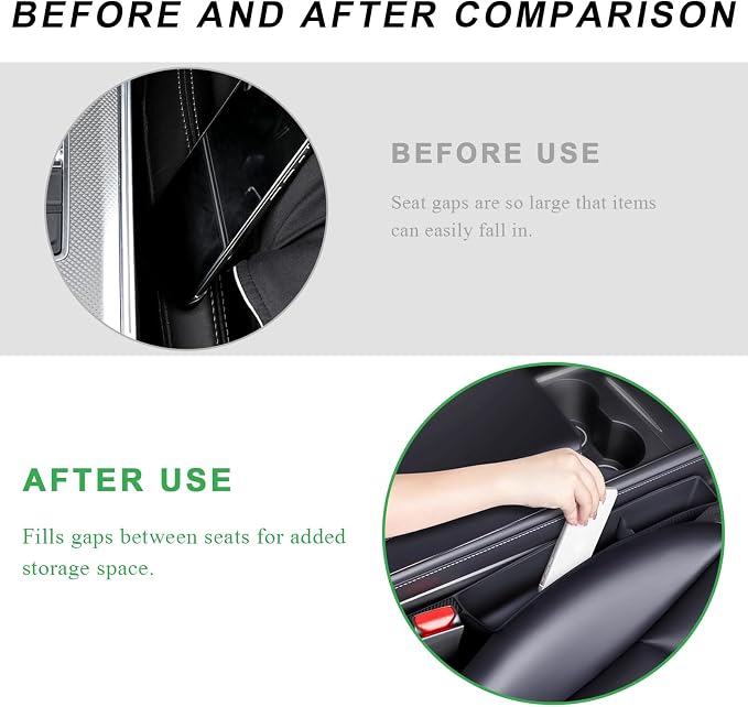 2PCS Car Seat Gap Filler Organizer, Multifunctional Seat Side Gap Filler with Phone Holder, Auto Crevice Blocker Between Seats for Prevent Essential Items from Falling (Beige)