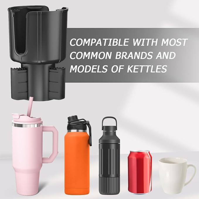 BESULEN Car Cup Holder Expander, Vehicle Cup Holder Extender with Adjustable Base, Automotive Water Bottle Organizer Adapter, Suitable for Most 32-40oz 3.2"-3.8" Diameter Bottles