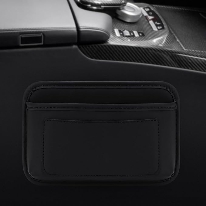 Accmor 2pcs Universal Car Side Pocket Organizer, PU Leather Car Pocket Pouch Cell Phone Sunglasses Holder Organizer Accessories for Car Seat, Door, Window, Console