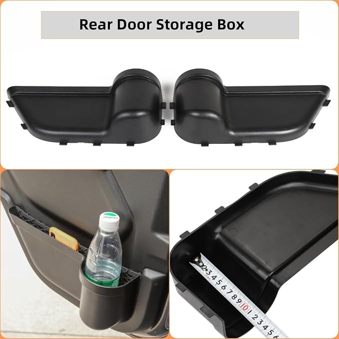 YOCTM Front Rear Door Organizer Tray For 2018 2019 2020 2021 2022 2023 2024 Jeep Wrangler JL 4XE JLU Rubicon Sport Sahara Gladiator JT Interior Storage Accessories Black (Front Door + Rear Door)